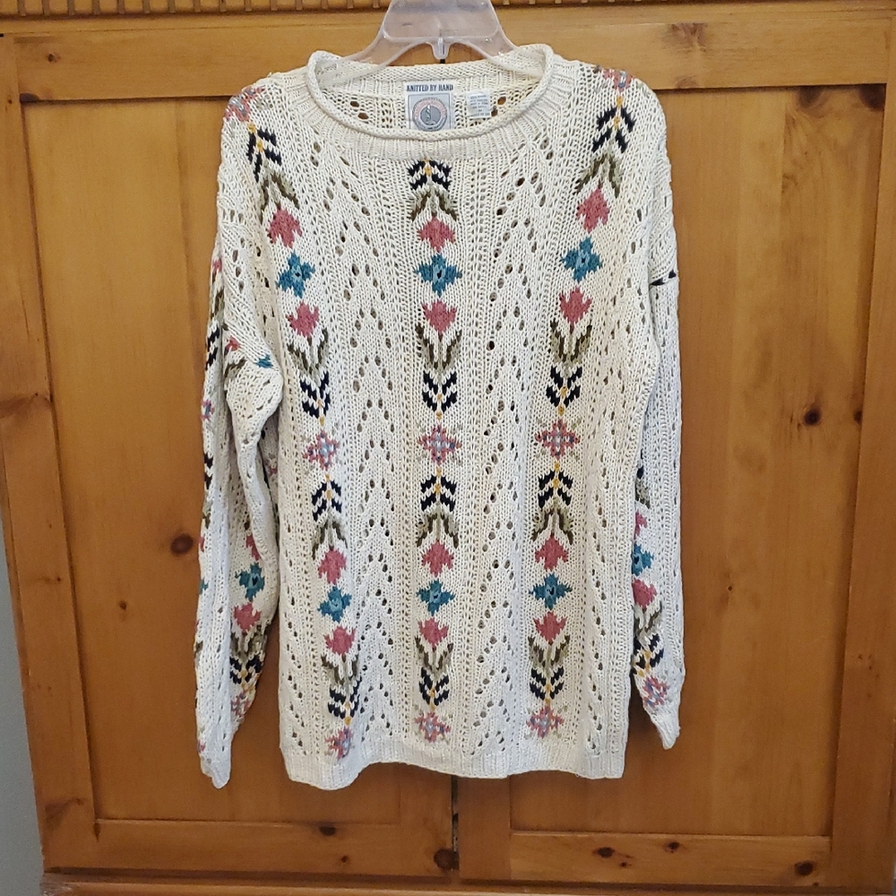 Aran Crafts Cream Multicolor Knit Sweater